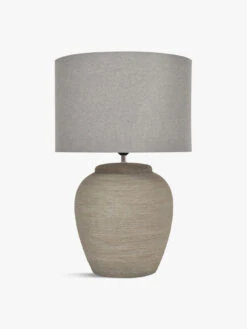 Baslow Etched Grey Small Ceramic Lamp With Shade