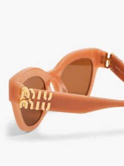Round Acetate Miu Miu Gold Logo Sunglasses -Lifestyle Shop A618815 2