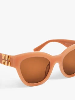 Round Acetate Miu Miu Gold Logo Sunglasses -Lifestyle Shop A618815 3