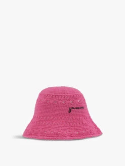 Ganni Cotton Crochet Bucket Hat Solid