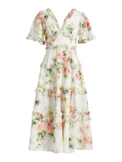 Harlequin Rose Cotton Midaxi Dress