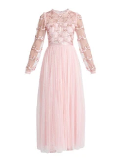 Bow Sequin Bodice Ankle Gown