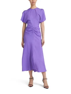 Victoria Beckham Gathered Waist Midi Dress -Lifestyle Shop A658364 2