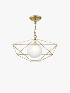 Orsini 1 Light Pendant In Antique Gold With Opal Glass Shade
