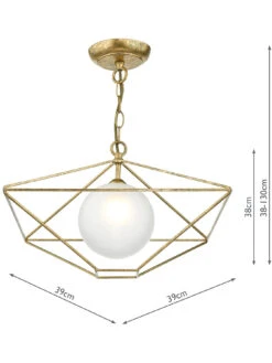 Orsini 1 Light Pendant In Antique Gold With Opal Glass Shade -Lifestyle Shop ORS0135 2