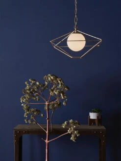 Orsini 1 Light Pendant In Antique Gold With Opal Glass Shade -Lifestyle Shop ORS0135 3