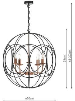 Phoenix 5 Light Pendant Black And Copper -Lifestyle Shop PHO0522 2