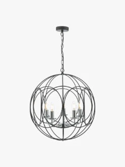 Phoenix 5 Light Pendant Matt Black With Polished Chrome Detail